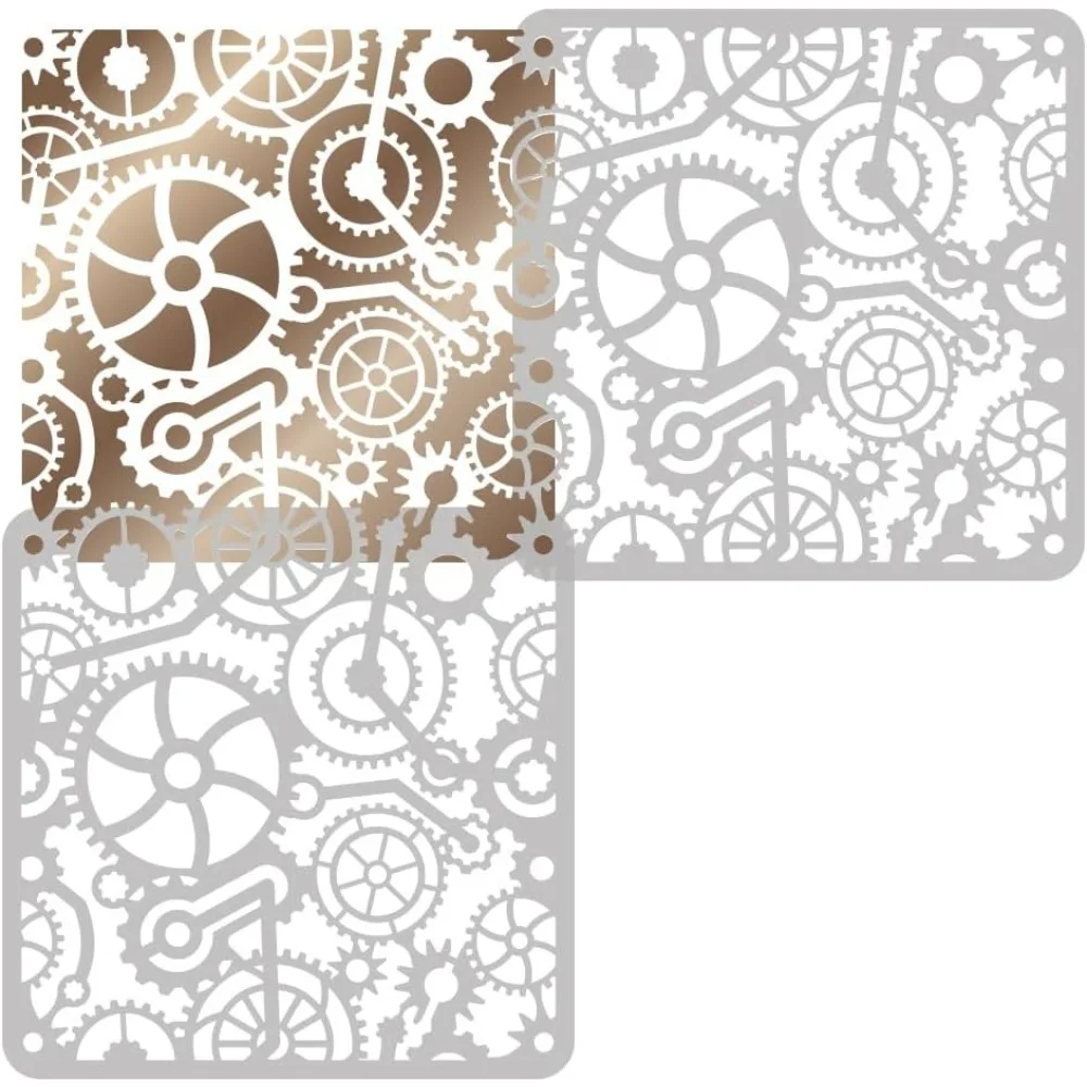 Steampunk Gears Craft Stencil for Drawing 11.8 x 11.8 Inch for Painting on Wood Wall Fabric DIY Home Decor Stencils thumbnail 5