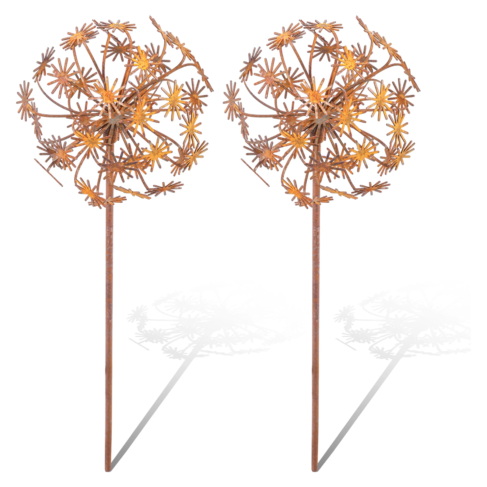 2Pcs Metal Decorative Garden Stakes Flower Patio Balcony Planter Garden Decor Home Yard Outdoor Rusty Finish Fence Decor