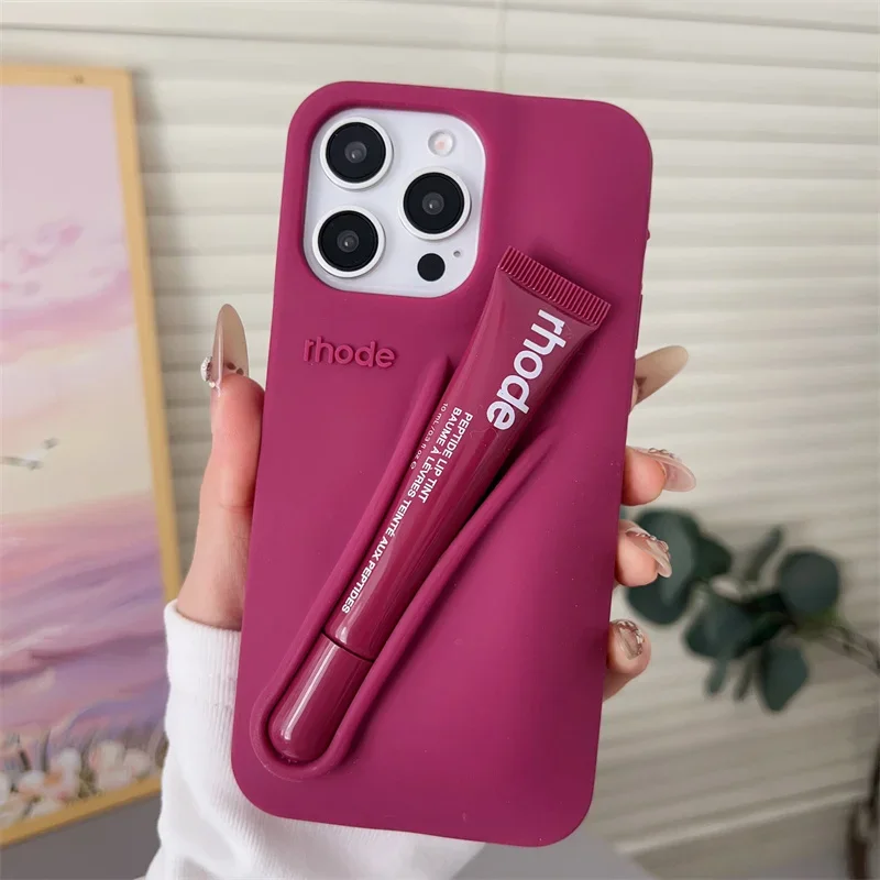 Makeup Brand Lemontini Dopamine Lip Gloss Case for iPhone 15 16 17 ProMax 12 13 14 Air Pro Max Plus Lipstick Holder Phone Cover thumbnail 6