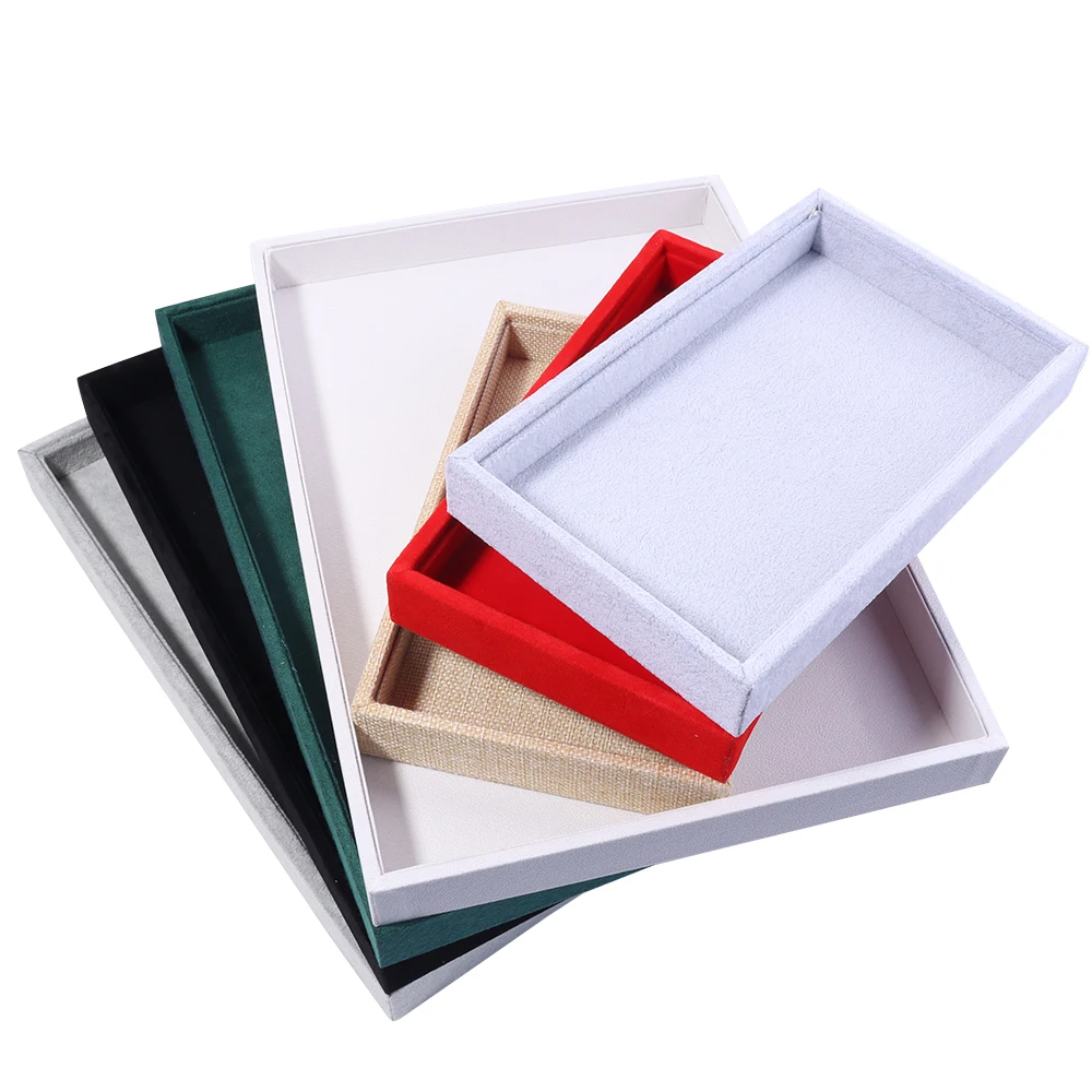 Velvet Jewelry Display Tray Exquisite Jewellery Holder Portable Ring Earrings Necklace Organizer Storage Box Organizator Trays thumbnail 4