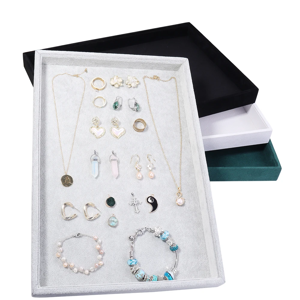 Velvet Jewelry Display Tray Exquisite Jewellery Holder Portable Ring Earrings Necklace Organizer Storage Box Organizator Trays thumbnail 5