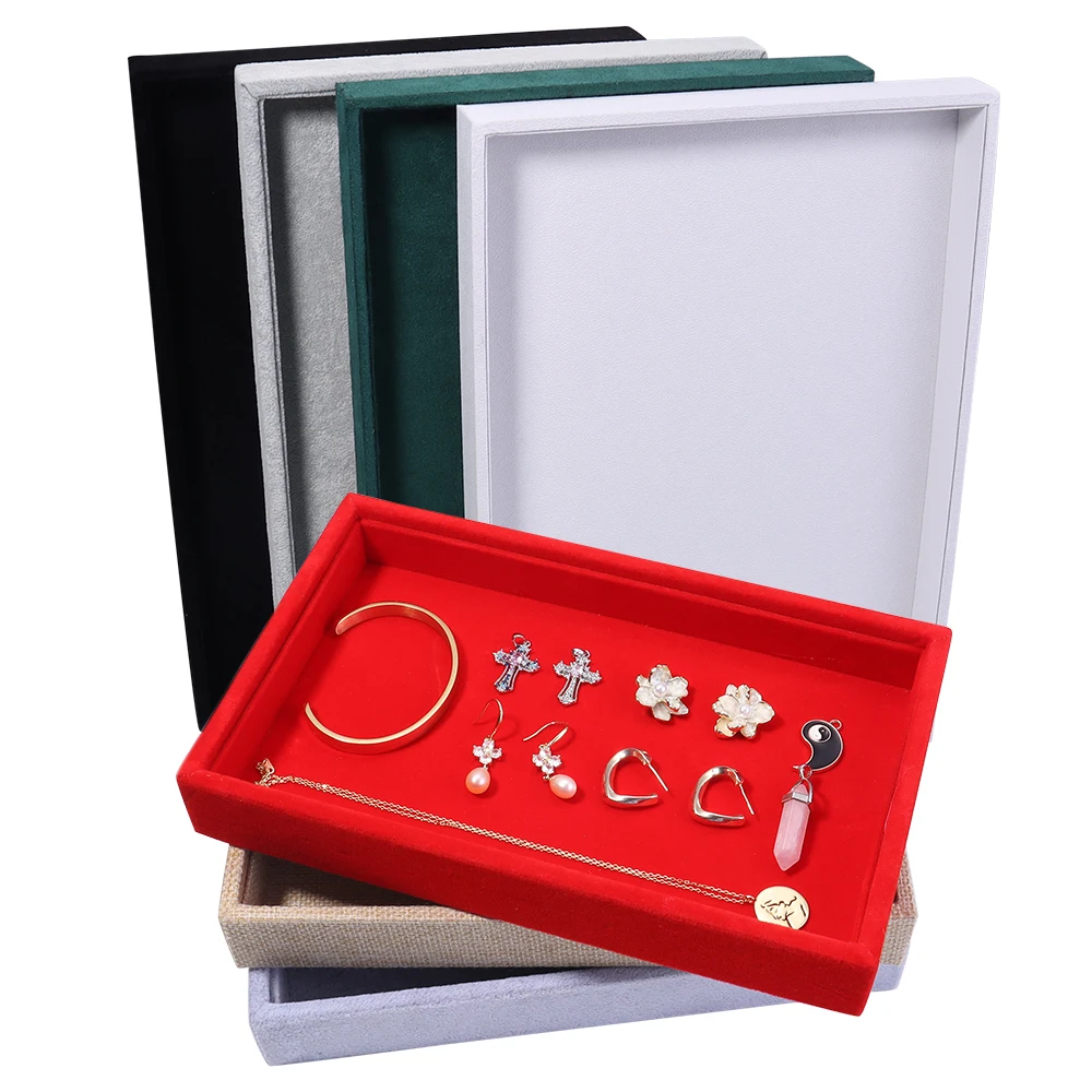 Velvet Jewelry Display Tray Exquisite Jewellery Holder Portable Ring Earrings Necklace Organizer Storage Box Organizator Trays thumbnail 3