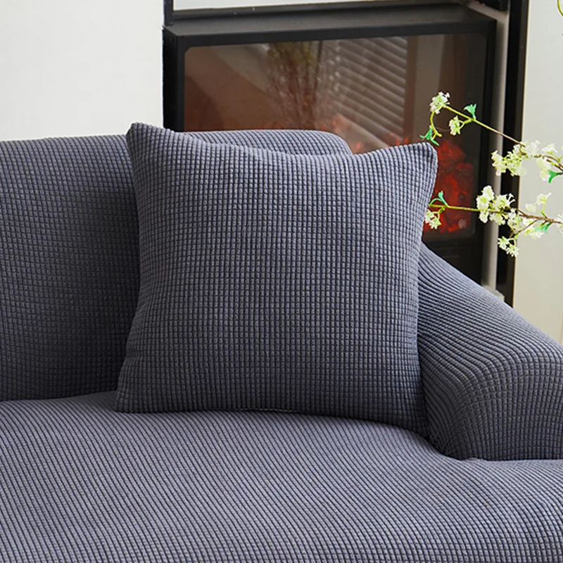 Waterproof Solid Color Jacquard Pillow Cover for Sofa Office Waist Cushion Cover Home Decorative Pillowcase Decoration 45x45