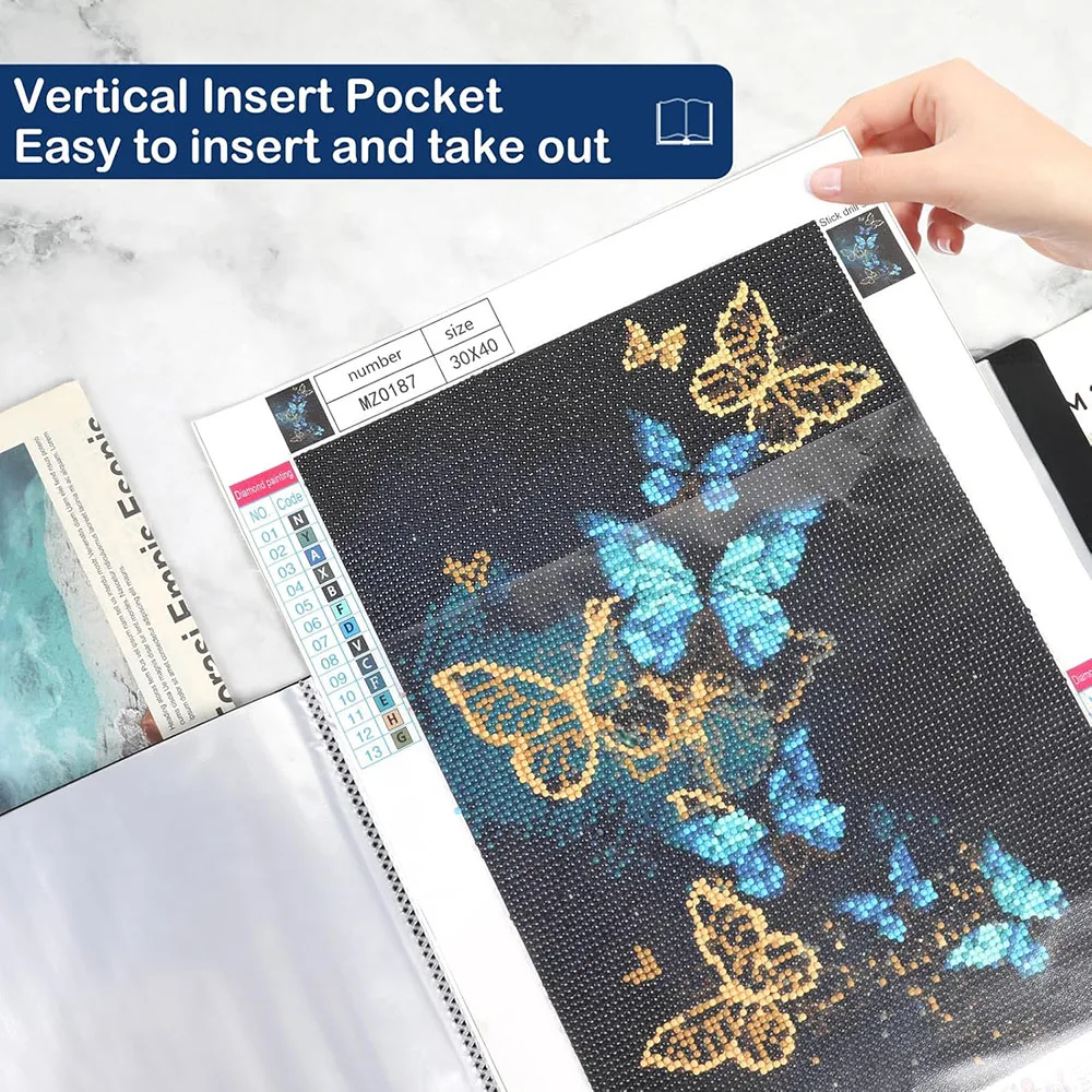30 Pages Diamond Painting Storage Book Portfolio Presentation Storage Book Clear Pockets Folder Photo Album Stationery Tool thumbnail 6