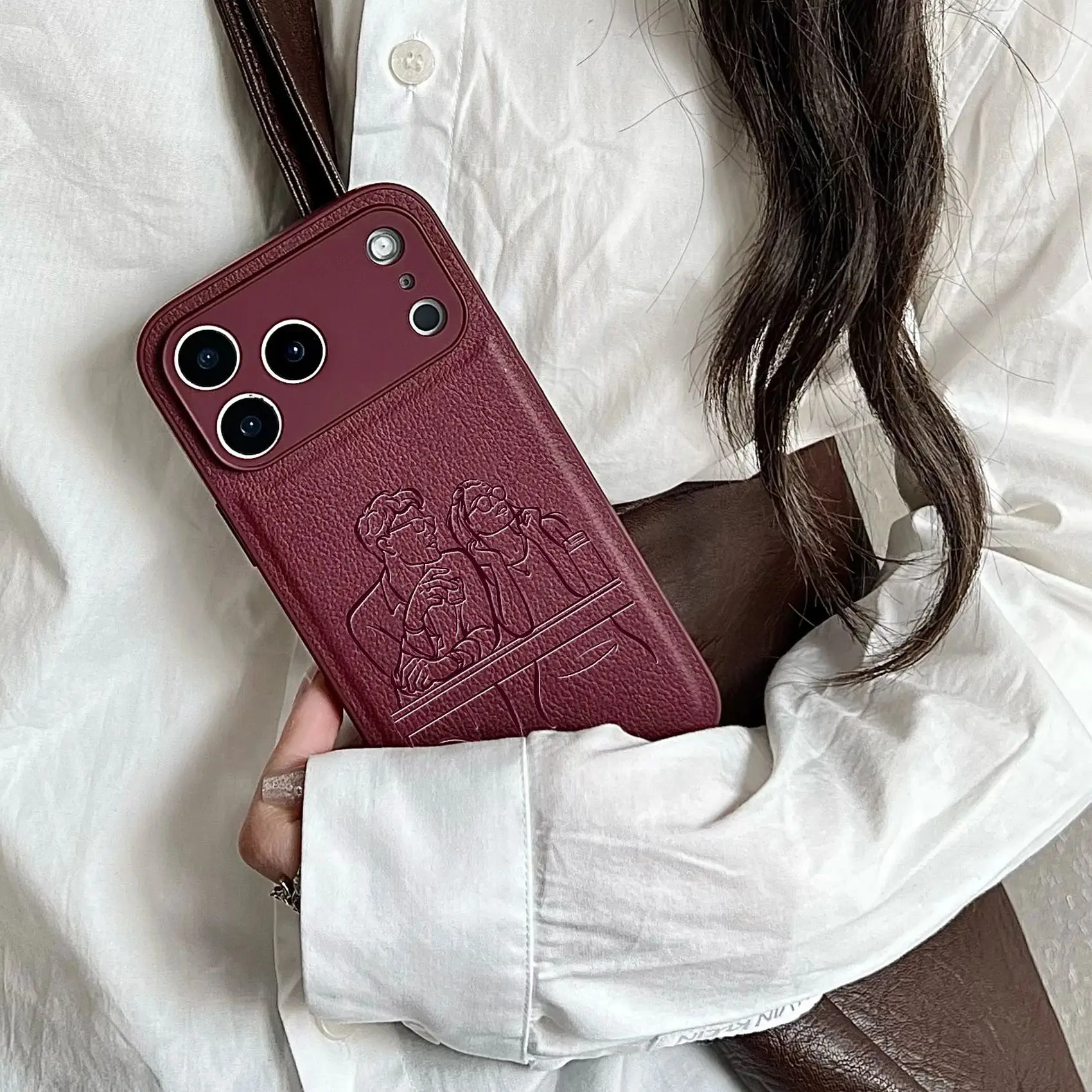 Custom Couple Family Pet Friend Personal Photo Conversion Lines Laser Engraved Case for iPhone 17 16 15 14 13 Pro Max Plus Air thumbnail 6