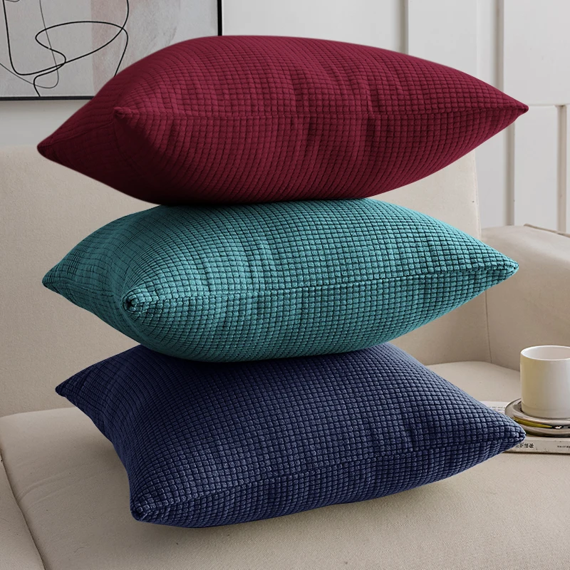 40x40 45x45 50x50 Solid Color Jacquard Pillow Cover for Sofa Office Waist Cushion Cover Home Decorative Pillowcase Decoration thumbnail 2