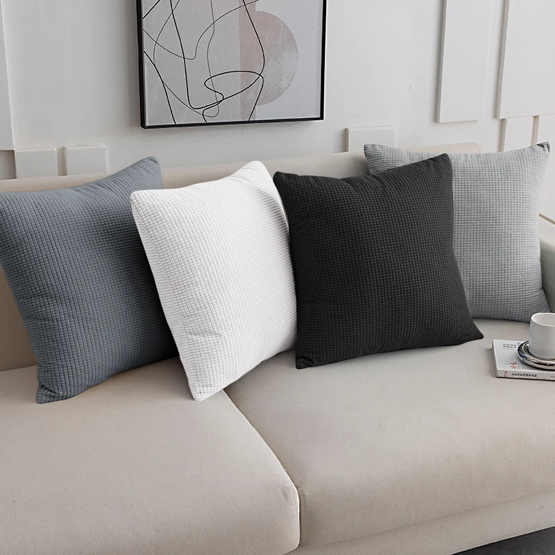 40x40 45x45 50x50 Solid Color Jacquard Pillow Cover for Sofa Office Waist Cushion Cover Home Decorative Pillowcase Decoration thumbnail 6