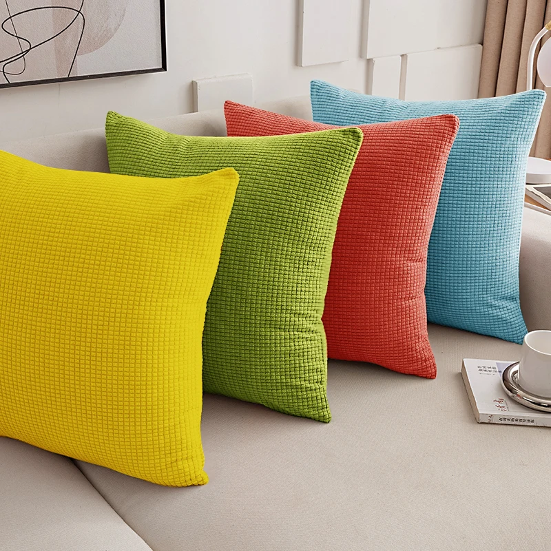 40x40 45x45 50x50 Solid Color Jacquard Pillow Cover for Sofa Office Waist Cushion Cover Home Decorative Pillowcase Decoration thumbnail 5