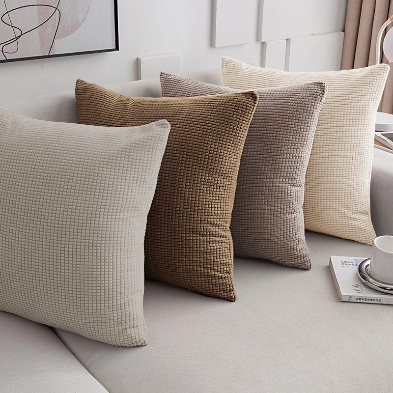 40x40 45x45 50x50 Solid Color Jacquard Pillow Cover for Sofa Office Waist Cushion Cover Home Decorative Pillowcase Decoration thumbnail 4