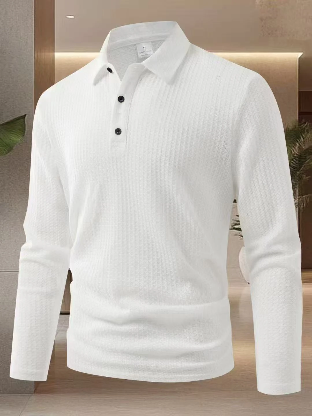 New Men's Business Casual Long Sleeved Solid Color Polo Shirt Summer Fashionable Breathable Comfortable Versatile Top T-shirt thumbnail 3