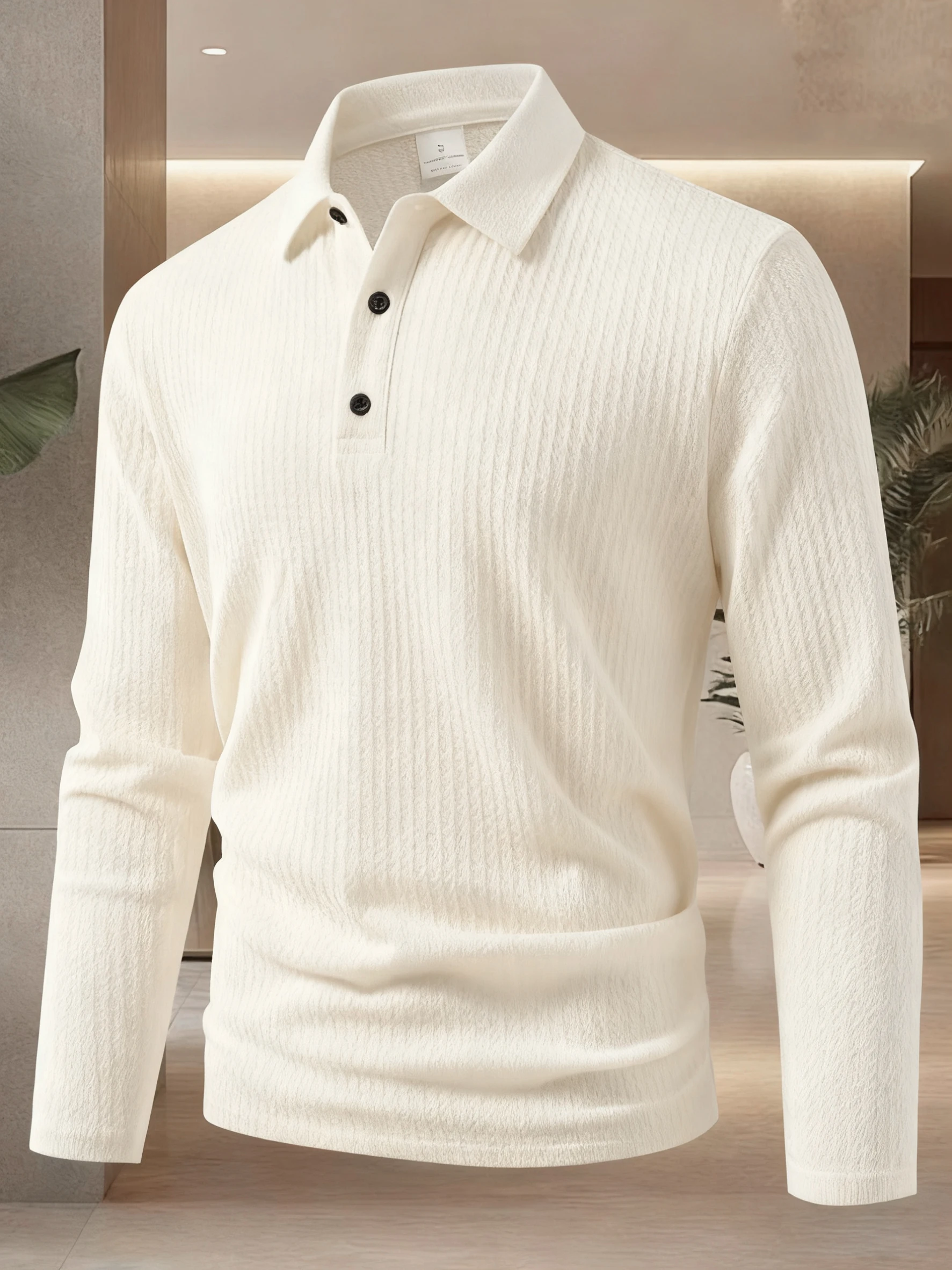 New Men's Business Casual Long Sleeved Solid Color Polo Shirt Summer Fashionable Breathable Comfortable Versatile Top T-shirt thumbnail 5