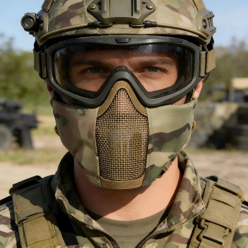 Tactical Half Face Mask Metal Mesh Breathable Protective Hunting Training Mask Airsoft Paintball Shooting Combat Masks