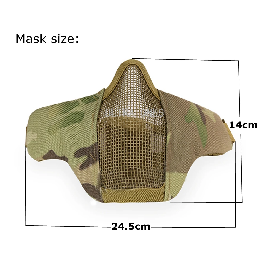 Tactical Half Face Mask Metal Mesh Breathable Protective Hunting Training Mask Airsoft Paintball Shooting Combat Masks thumbnail 2
