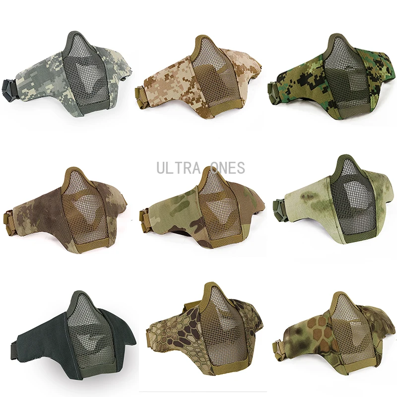 Tactical Half Face Mask Metal Mesh Breathable Protective Hunting Training Mask Airsoft Paintball Shooting Combat Masks thumbnail 3