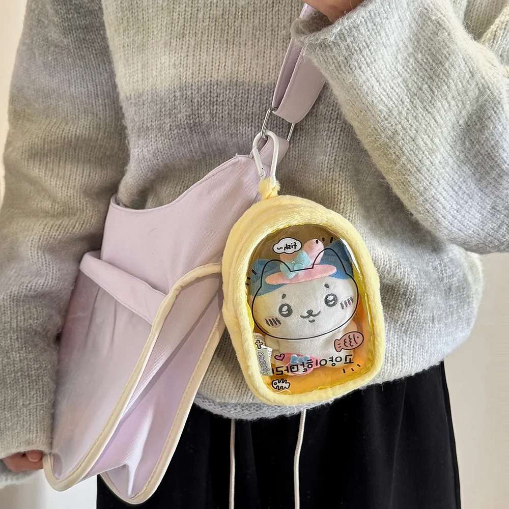 10cm Plush Doll Storage Bag Cartoon K-Pop Figure Hanging Pouch Doll Carrier Ita Bag Students Transparent PVC Backpack Pendants thumbnail 6