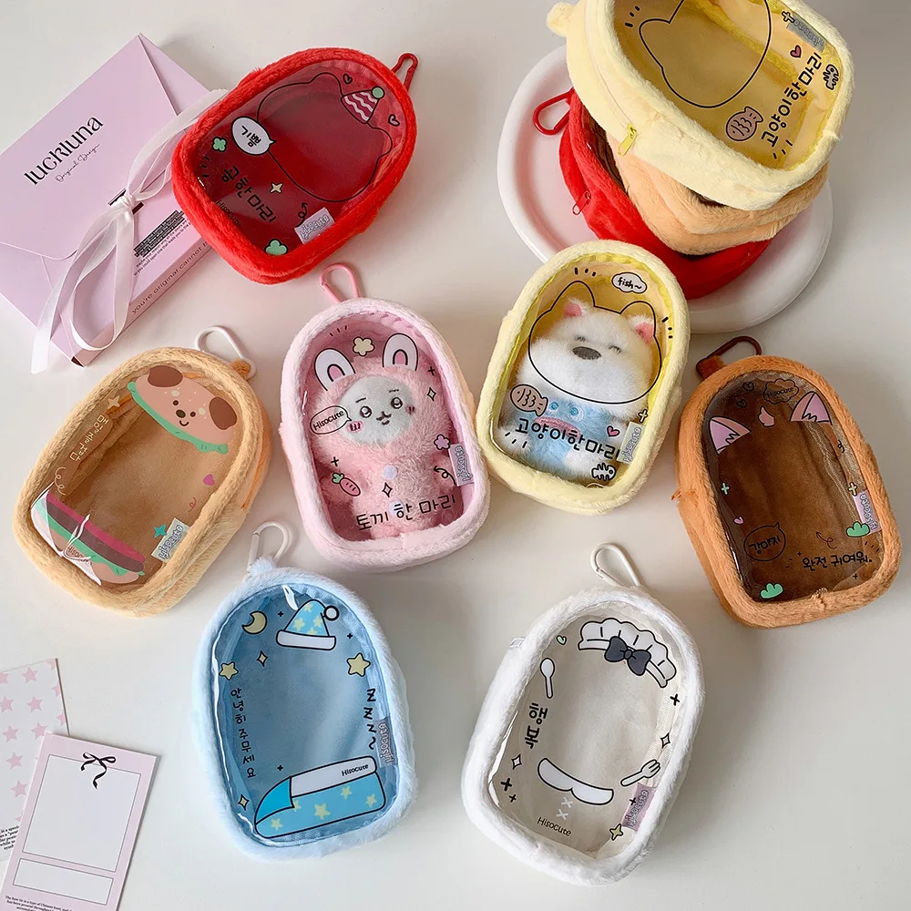 10cm Plush Doll Storage Bag Cartoon K-Pop Figure Hanging Pouch Doll Carrier Ita Bag Students Transparent PVC Backpack Pendants thumbnail 2