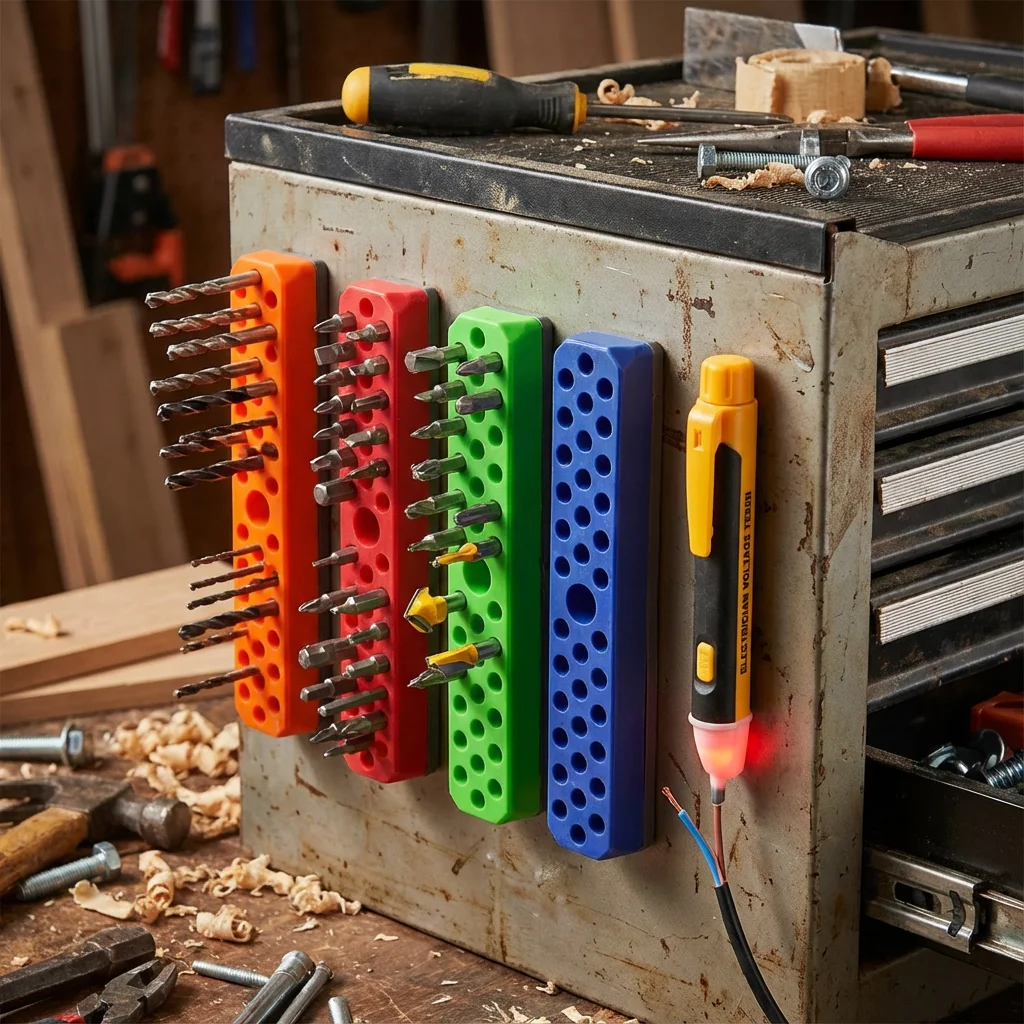 43-hole magnetic hexagonal head storage box, suitable for 1/4 inch screwdriver head, can be stored in a toolbox or drill bit sto thumbnail 2
