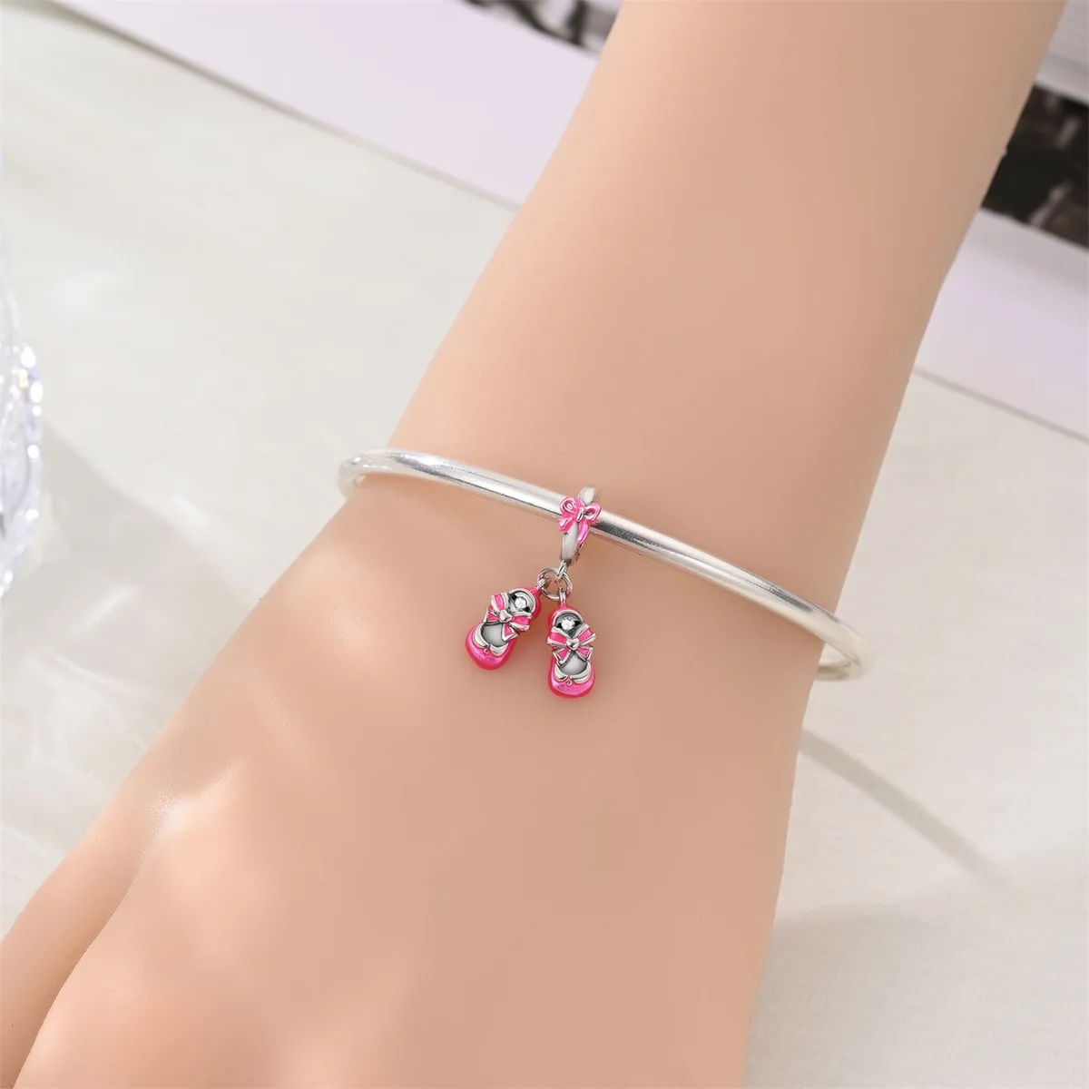 Romantic 925 Sterling Silver Lipstick Shoes Bag Charms Backpack Beads Pendant Fit Womens Bracelet Necklace DIY Fine Jewelry Gift thumbnail 4