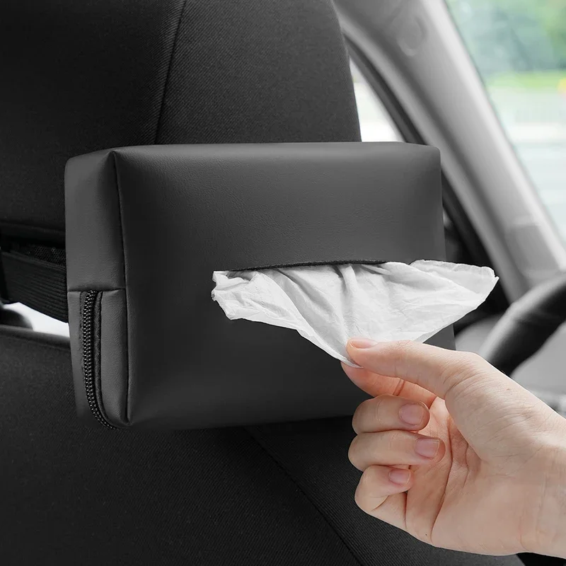 1PC Car Tissue Box Sunshade Seat Backrest Suspension Tissue Box Car Armrest Box Tissue Storage Box Car Storage Organization thumbnail 2