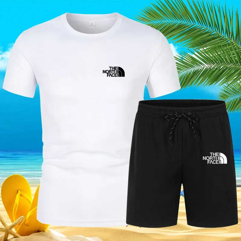2025 New Trend Summer Men's Suit Hot Casual Fashion sportswear Beach print short-sleeved T-shirt suit jogging thumbnail 6