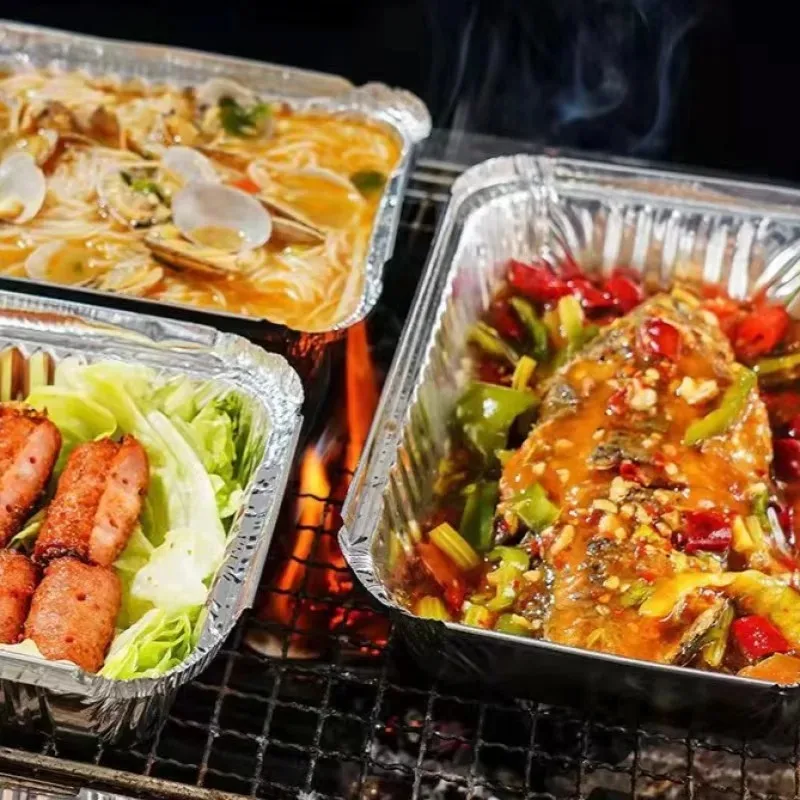 10/20/30PCS Disposable Aluminum Foil Trays Tin Pans Non-Stick Air Fryer Oven Cooking Barbecue Picnic Household Kitchen Tool thumbnail 4