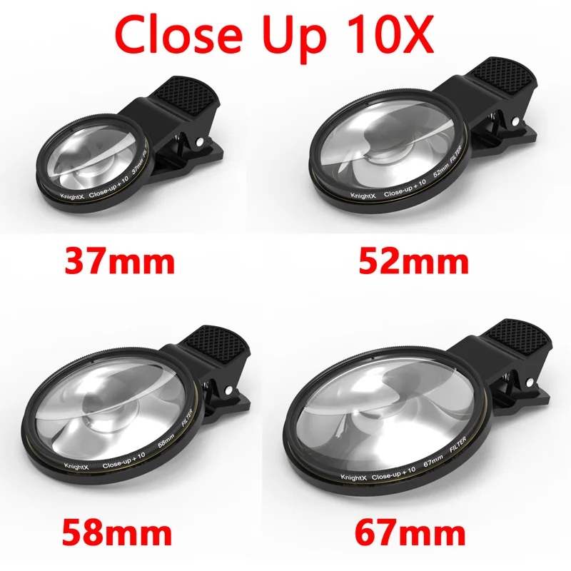 52mm 58mm 67mm Lens Filter Phone holder Clip Macro 10+ for Smartphone