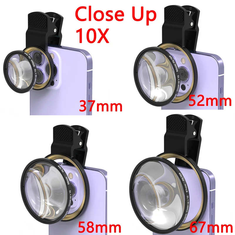 52mm 58mm 67mm Lens Filter Phone holder Clip Macro 10+ for Smartphone thumbnail 2