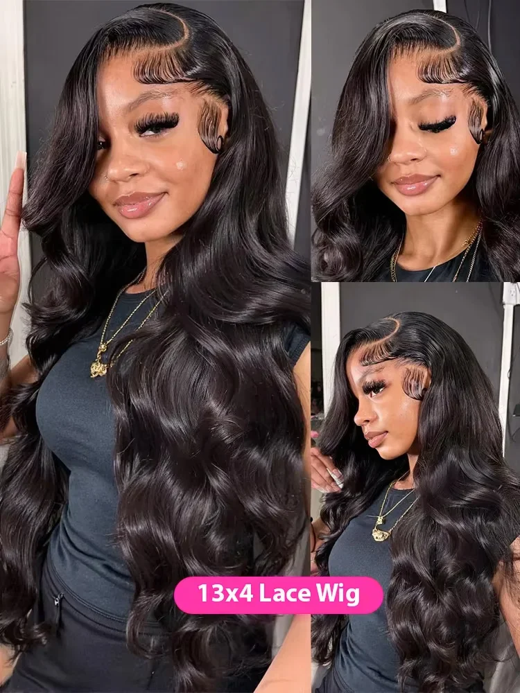 250 Density Human Hair Body Water Wave 5x5 Glueless Lace Frontal Wigs 13x6 HD Lace Front Wig 40 Inch Natural Black Clourse Loose thumbnail 5