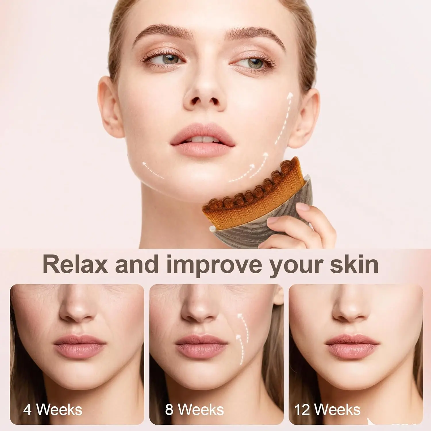 Ergonomic Contour Facial Brush Manual Lymphatic Drainage Massager Soft Bristles for Facial Cleansing And Shaping thumbnail 4