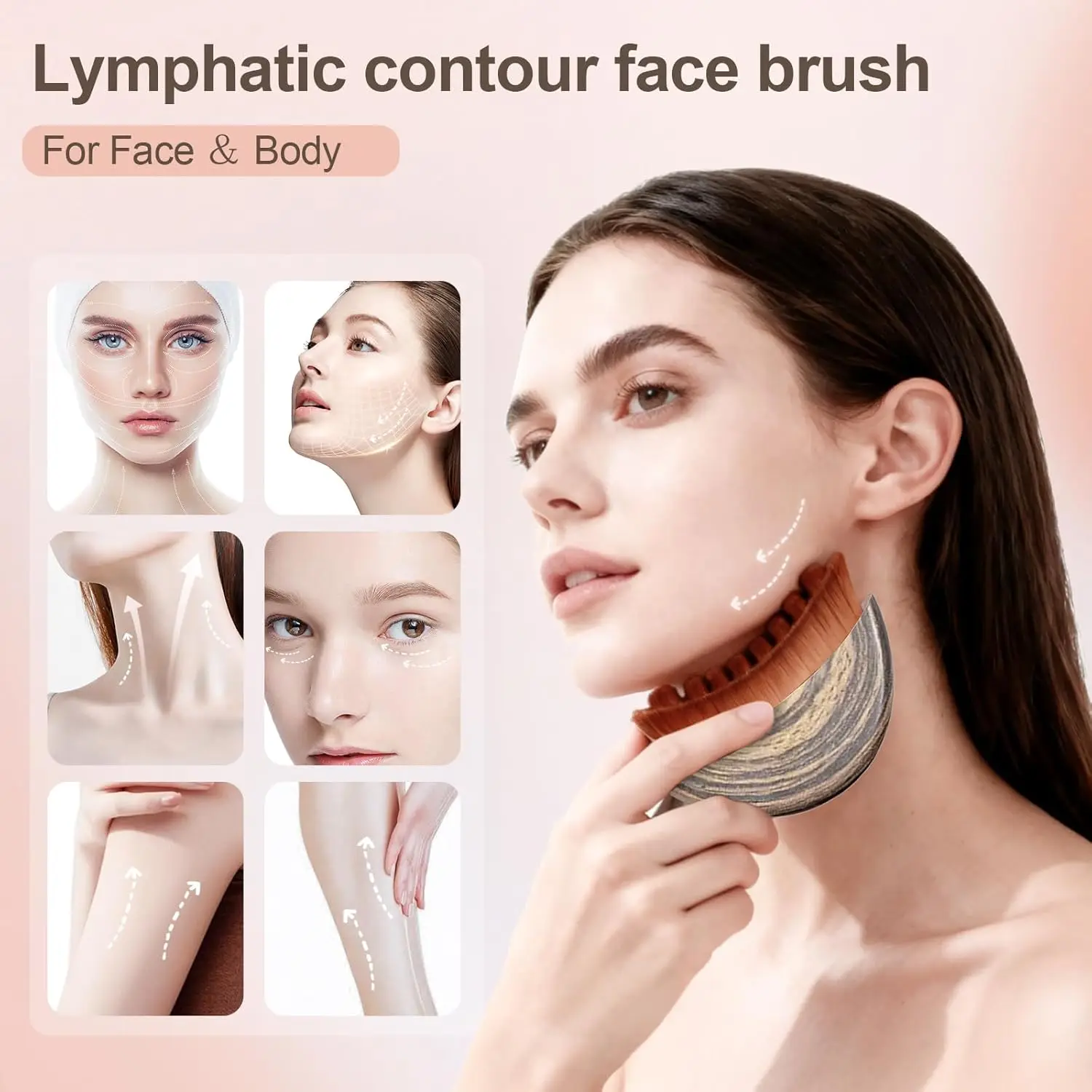 Ergonomic Contour Facial Brush Manual Lymphatic Drainage Massager Soft Bristles for Facial Cleansing And Shaping thumbnail 2