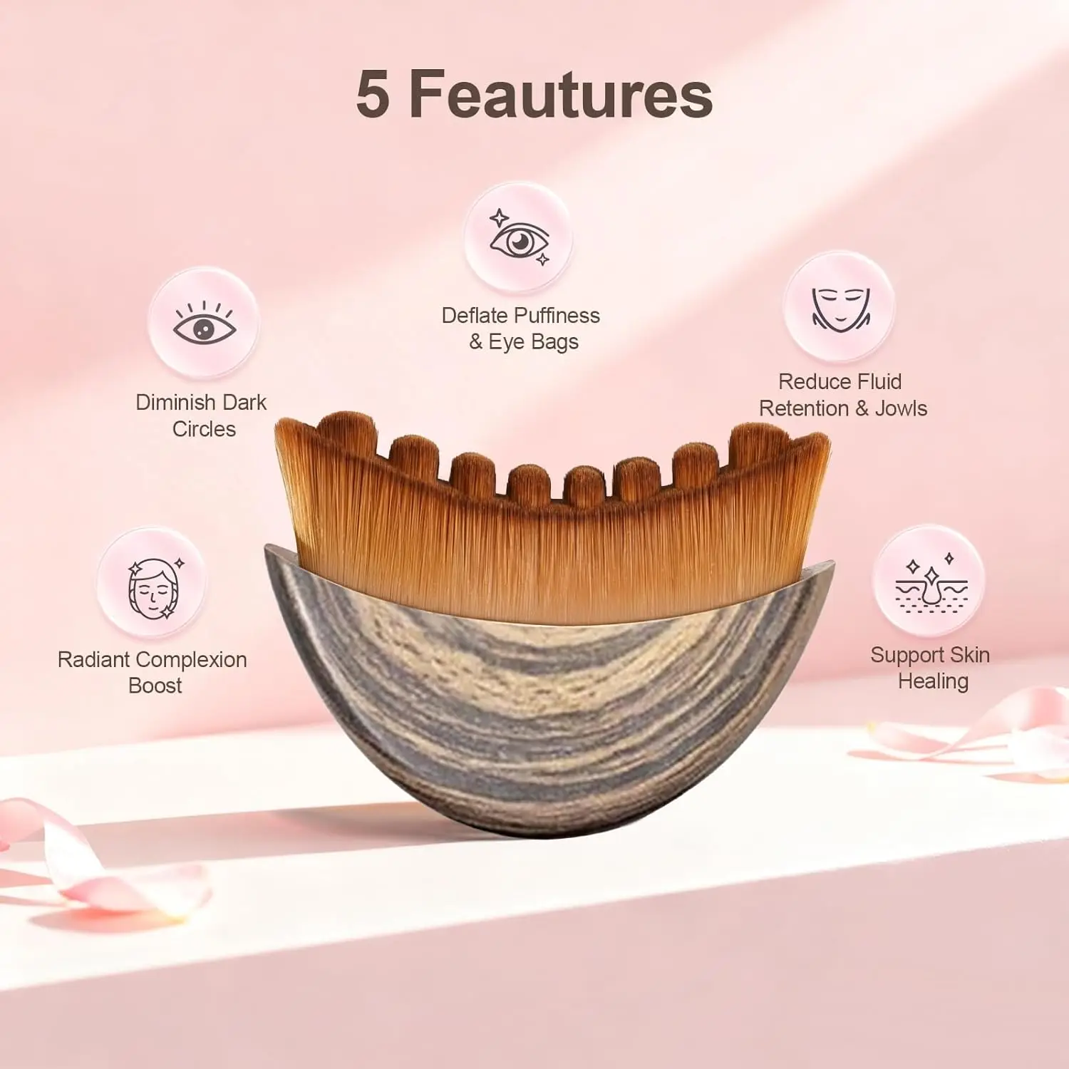 Ergonomic Contour Facial Brush Manual Lymphatic Drainage Massager Soft Bristles for Facial Cleansing And Shaping thumbnail 5