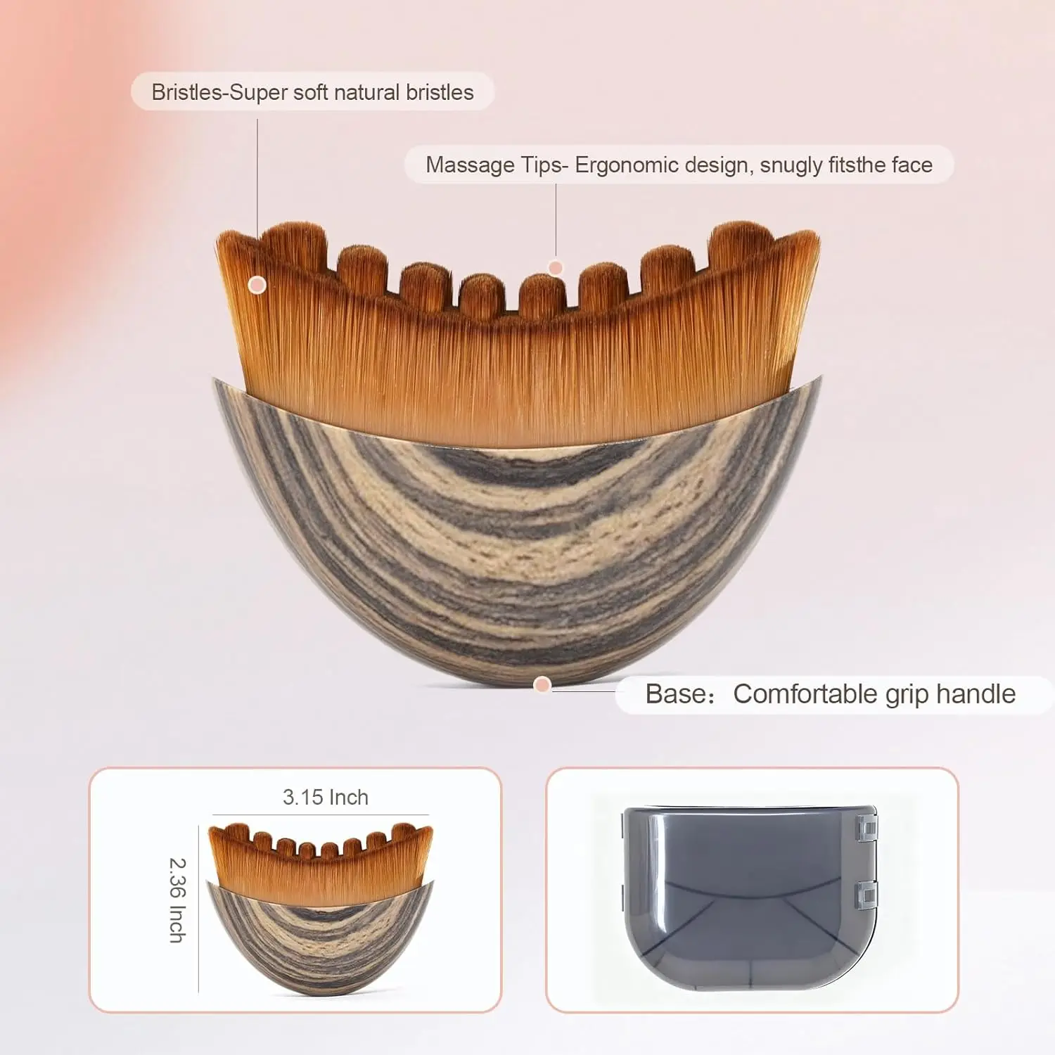 Ergonomic Contour Facial Brush Manual Lymphatic Drainage Massager Soft Bristles for Facial Cleansing And Shaping thumbnail 3
