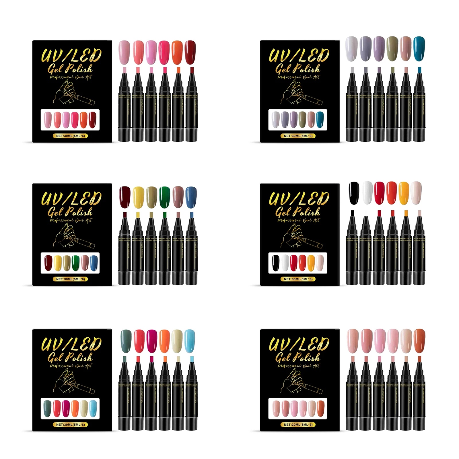 5ml Nail Gel Polish Set DIY Nail Art Design 6PCS Manicure Painting Gel Kit Long Lasting Fashion Color Mixing Nail Art Brush Tool thumbnail 2