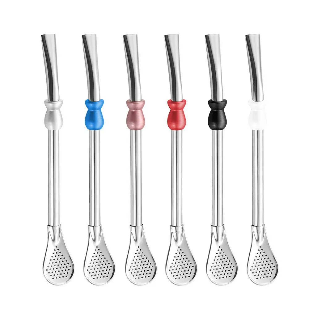Hot Sale Reusable Straw Spoon Stainless Steel 304 Tea Filter Yerba Mate Bombilla Coffee Spoons Milk Drinking Kitchen Tools thumbnail 4