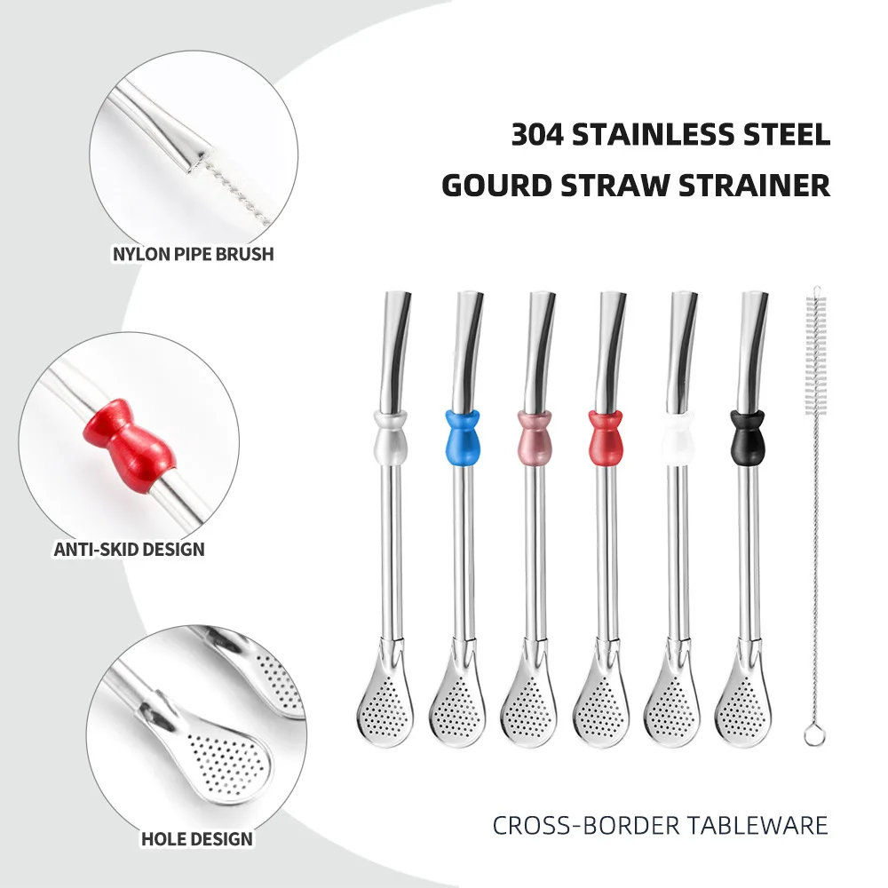 Hot Sale Reusable Straw Spoon Stainless Steel 304 Tea Filter Yerba Mate Bombilla Coffee Spoons Milk Drinking Kitchen Tools thumbnail 3