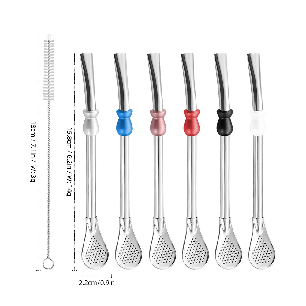 Hot Sale Reusable Straw Spoon Stainless Steel 304 Tea Filter Yerba Mate Bombilla Coffee Spoons Milk Drinking Kitchen Tools thumbnail 2