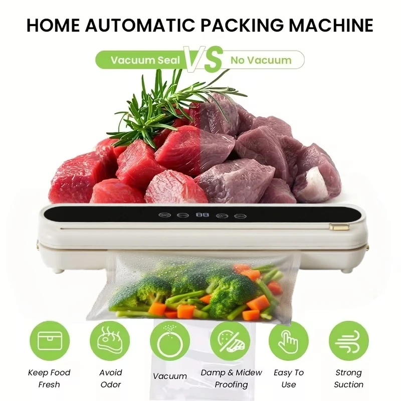 Electric Vacuum Sealer for Home Dry/Wet Food Sealed Packaging Kitchen Food Storage Seal UV Sterilization Built-in Cutter Knife thumbnail 3