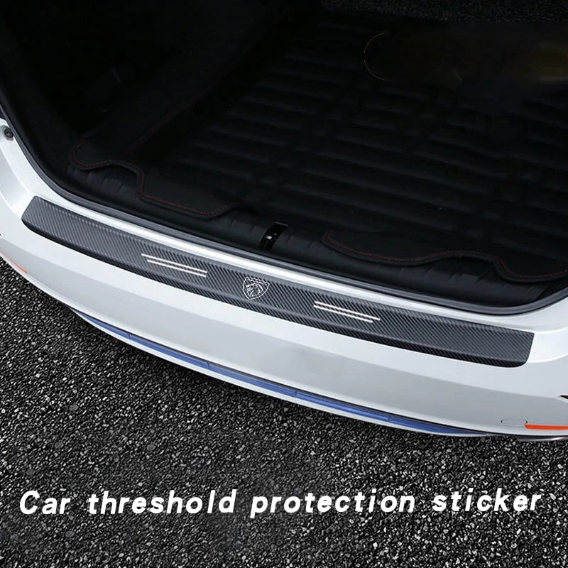 Carbon Fiber Car Door Sill Anti Kick Sticker Scuff Scratch Threshold Strip for Peugeot Logo 108 406 407 408 206 207 208 306 307 thumbnail 5