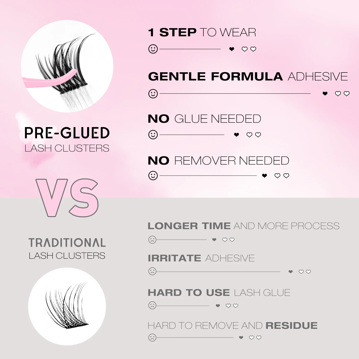 WOSHEER Self Adhesive Lash Clusters Pre glued Eyelash Clusters No Glue Needed Lashes Wispy Eyelash extensions Individual Lashes thumbnail 6