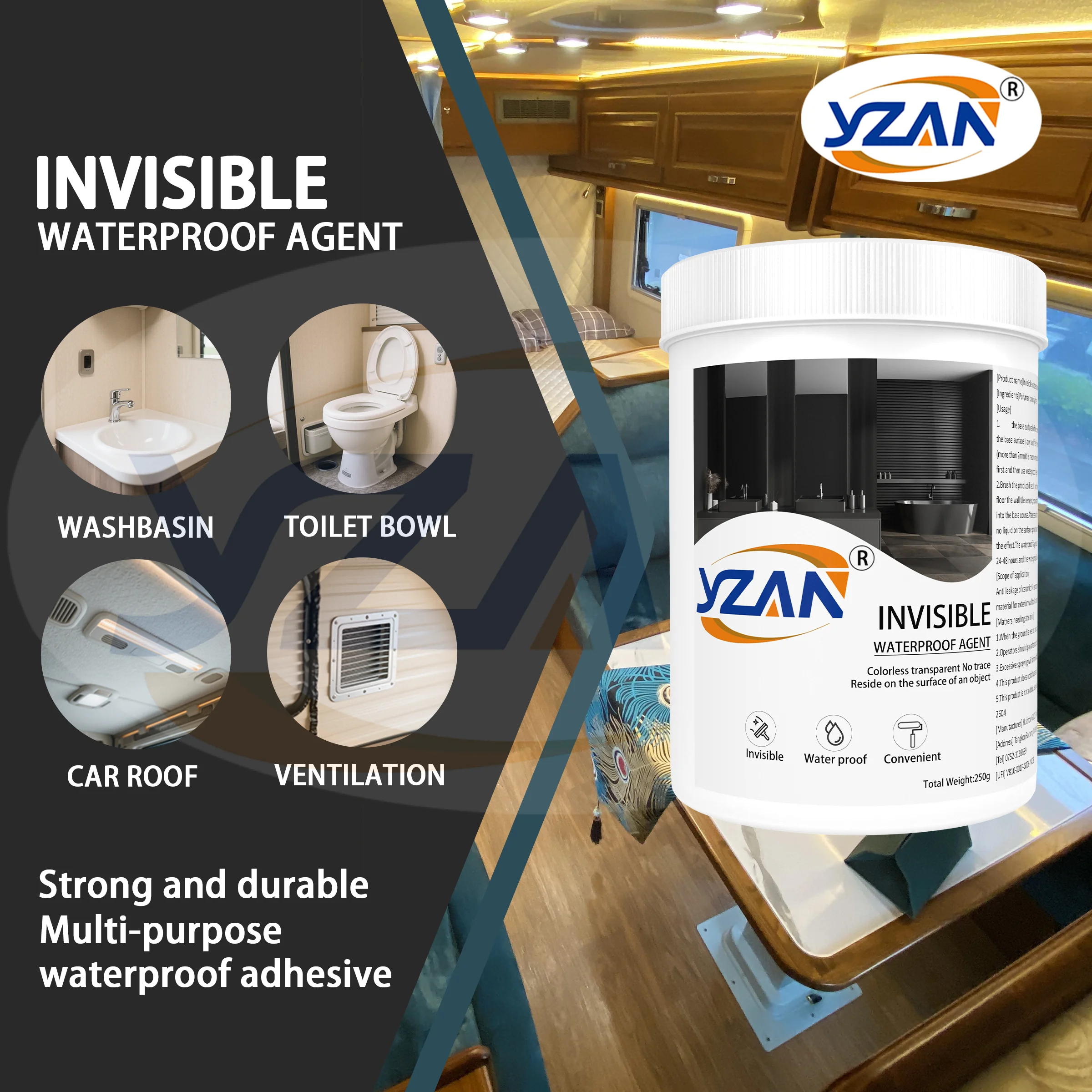 450g Polyurethane Waterproof Coating Invisible Paste Sealant Glue with Brush Adhesive Repair Nano Glue for Home Roof Bathroom Freeze-resistant Wall Crack Repair Glue Easy to brush on. thumbnail 3