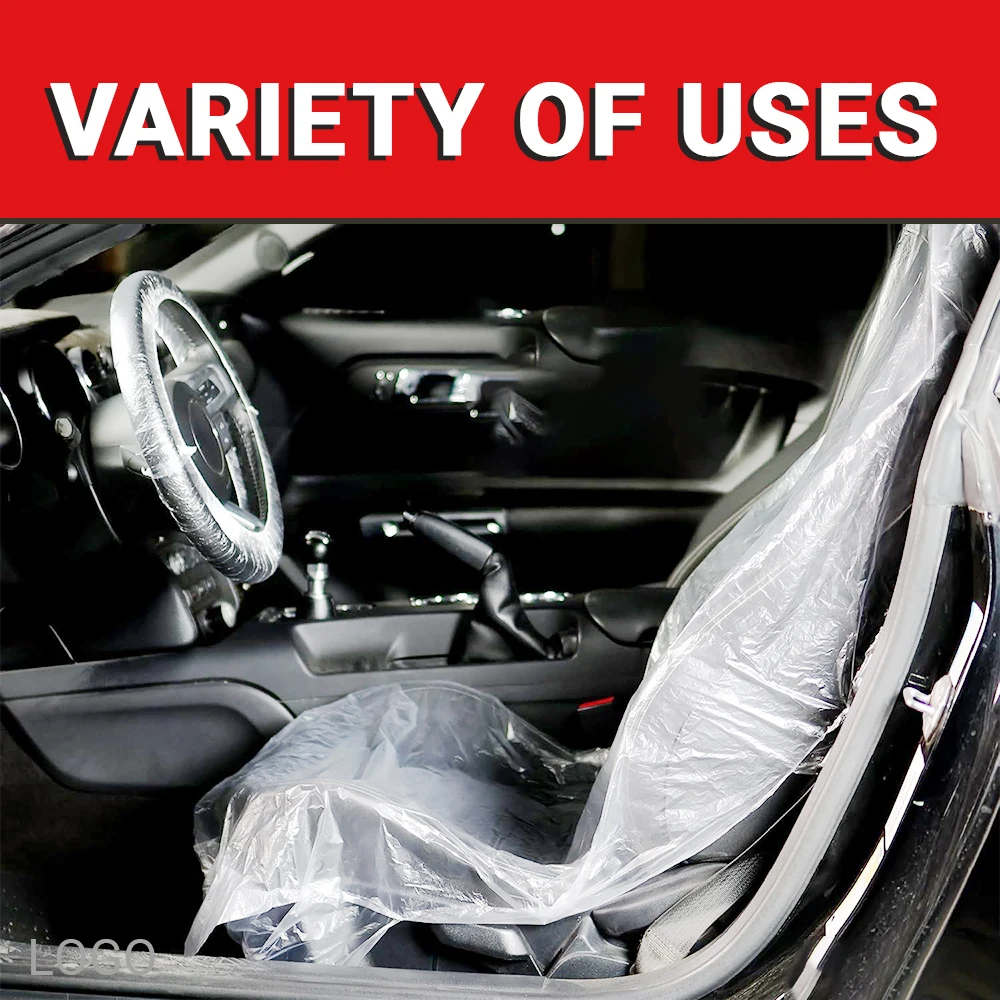 Disposable Car Seat Covers Clear Plastic  Protector Includes Wheel Covers, Gear Selector Covers and Handbrake Cover thumbnail 2