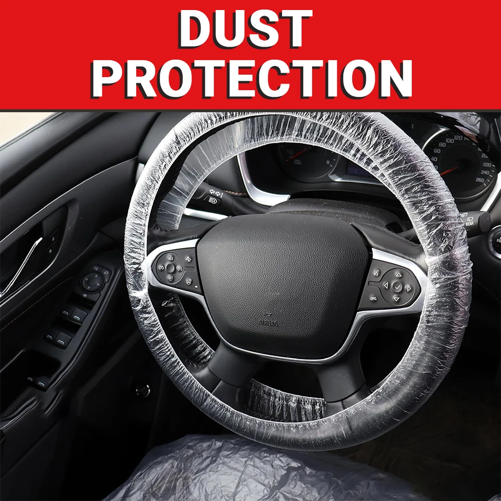 Disposable Car Seat Covers Clear Plastic  Protector Includes Wheel Covers, Gear Selector Covers and Handbrake Cover thumbnail 6