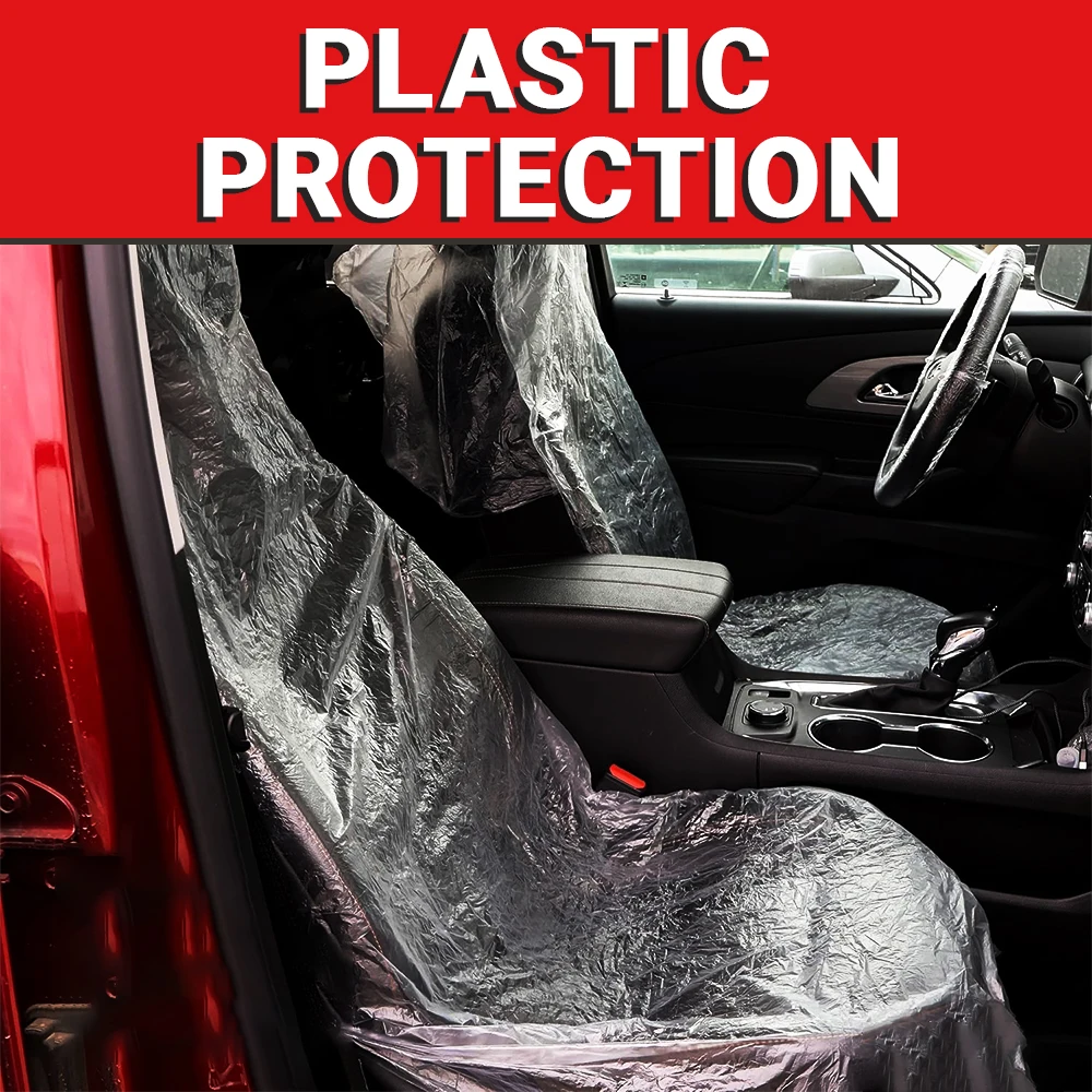 Disposable Car Seat Covers Clear Plastic  Protector Includes Wheel Covers, Gear Selector Covers and Handbrake Cover thumbnail 5