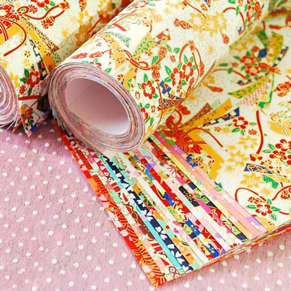 Japanese Style Gold Lines Crane Folding Decorative Flower  Origami Handmade Scrapbook Decor Craft Paper thumbnail 2