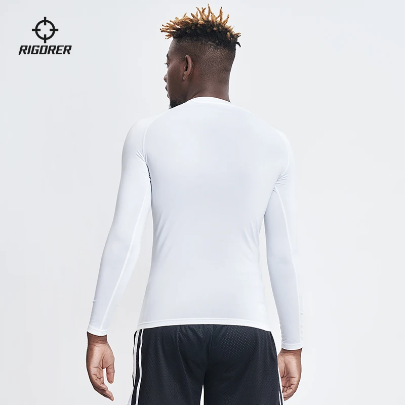 RIGORER Men's Warm Compression Shirt - Long Sleeve Elastic Tight Gym Basketball Training Fitness Base Layer thumbnail 2