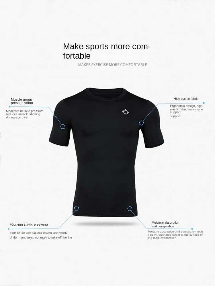 RIGORER Men's Black Compression T-Shirt - Quick Dry Muscle-Fit Gym Workout Top for Running Basketball Bodybuilding thumbnail 6