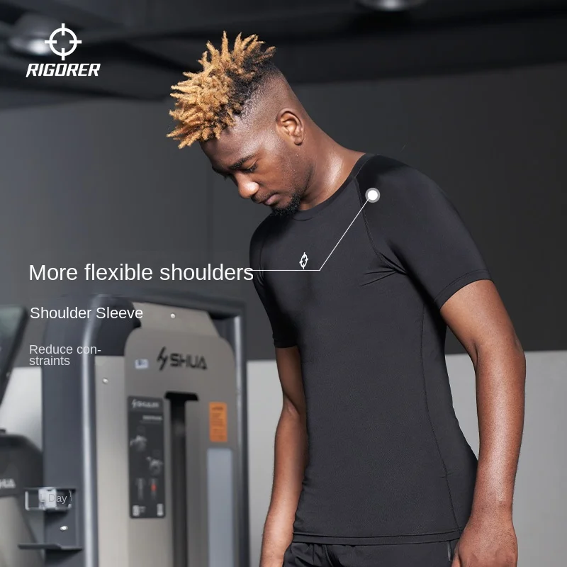 RIGORER Men's High Elastic Compression Top - Quick Dry Breathable Comfortable Basketball Sports Outdoor Training Fitness Shirt thumbnail 3