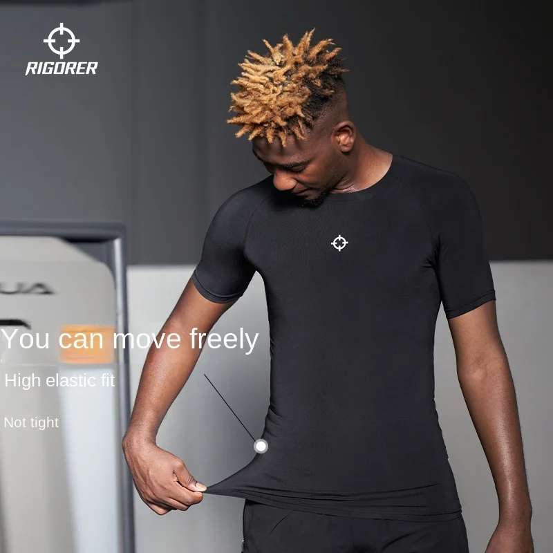 RIGORER Men's High Elastic Compression Top - Quick Dry Breathable Comfortable Basketball Sports Outdoor Training Fitness Shirt thumbnail 4
