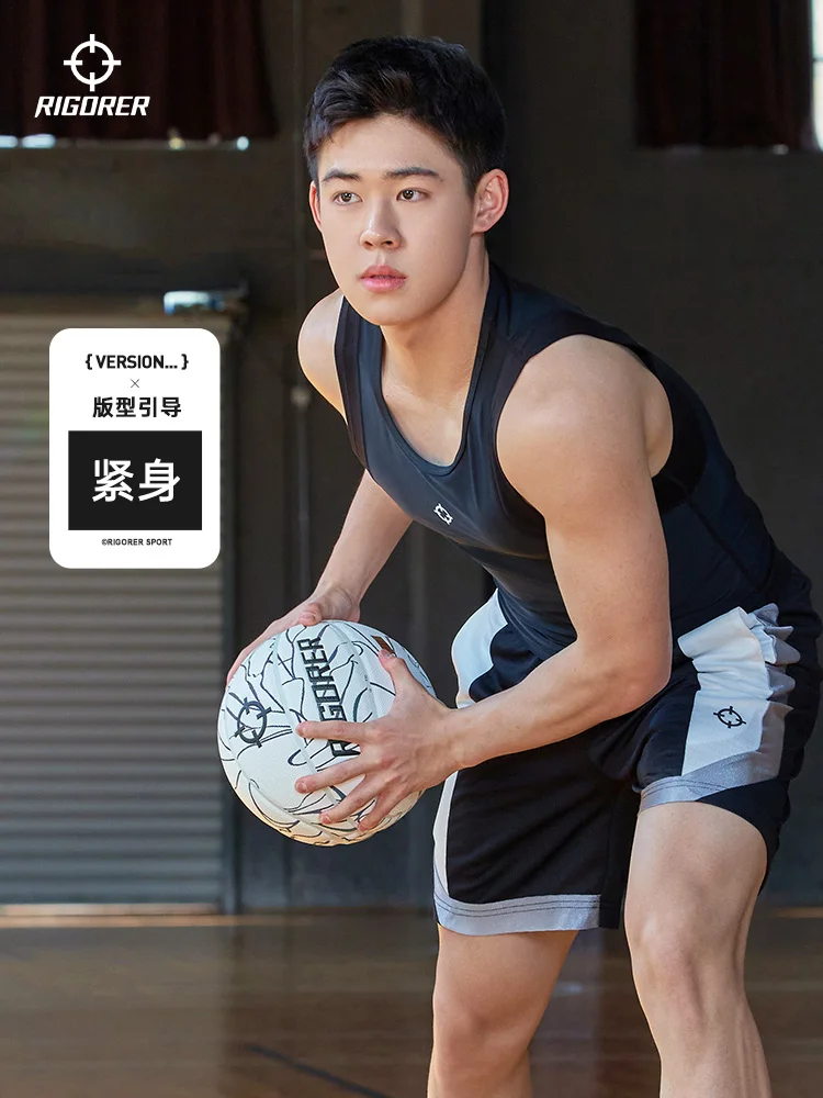 RIGORER Men's Compression Tank Top - Black Sleeveless Sports Vest for Basketball Training Fitness thumbnail 2