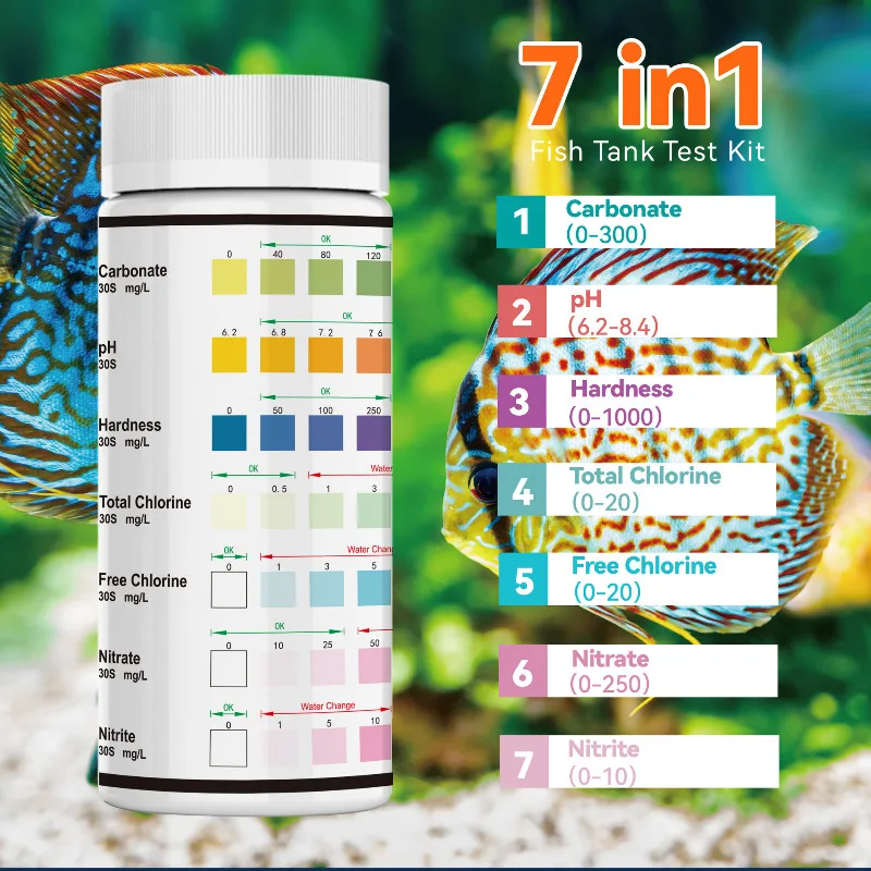Aquarium Test Strips Freshwater PH Water Quality Test Kit for Fish Tank Swimming Pool Ammonia Nitrite Testing Aquario Marinho
